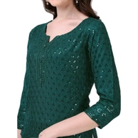 Stylish Fancy Viscose Rayon Kurta For Women - Sherpa Blue, XXL