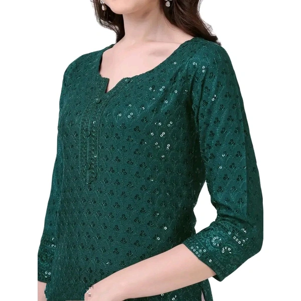 Stylish Fancy Viscose Rayon Kurta For Women - Sherpa Blue, XXL