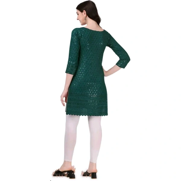 Stylish Fancy Viscose Rayon Kurta For Women - Sherpa Blue, XXL