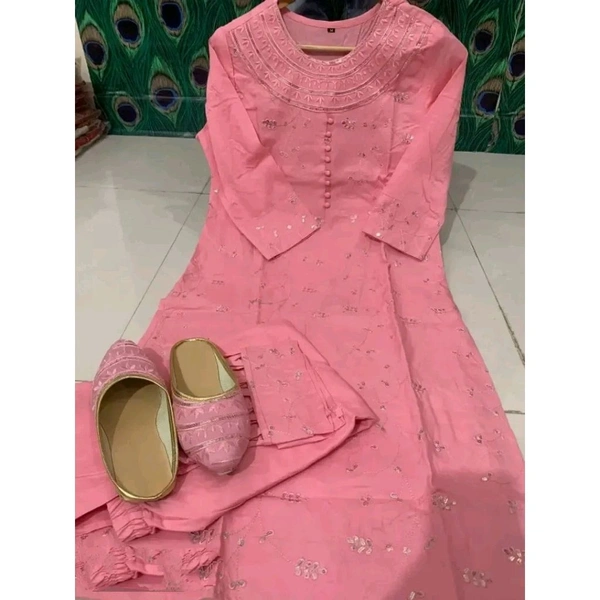 Pink Rayon Embroidered Kurtas For Women - Pink Flamingo, M