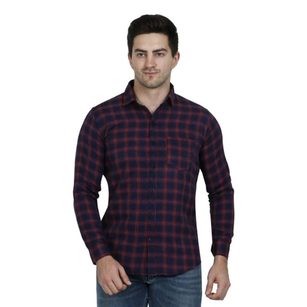 Classic Cotton Checked Casual Shirts for Men - Red, XL