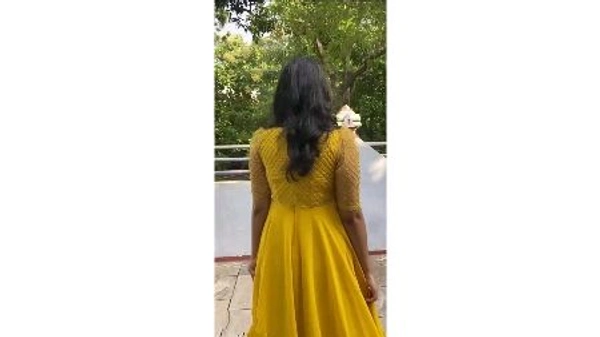 Designer Yellow Solid Georgette  Gown For Women - Yellow, L