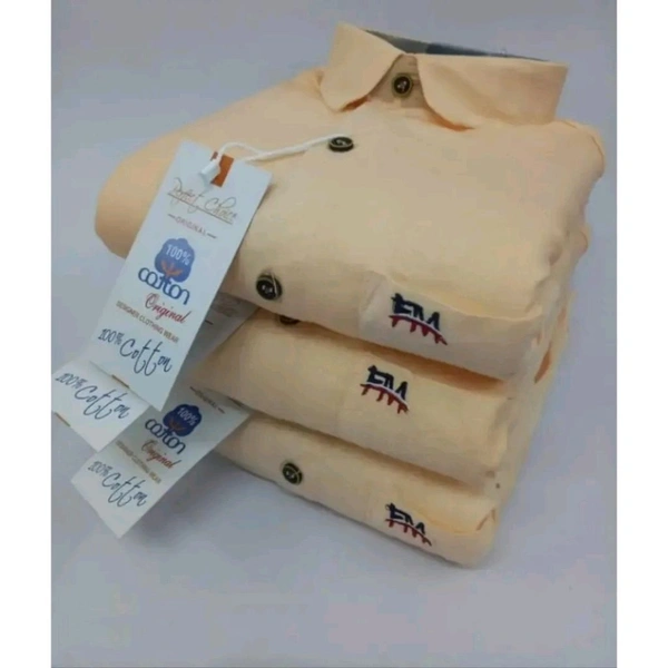 Peach Cotton Solid Casual Shirts For Men - Peach, XL