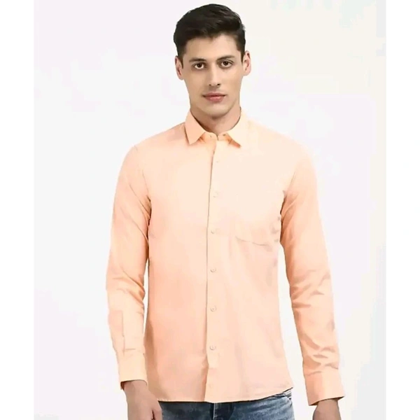 Peach Cotton Solid Casual Shirts For Men - Peach, XL