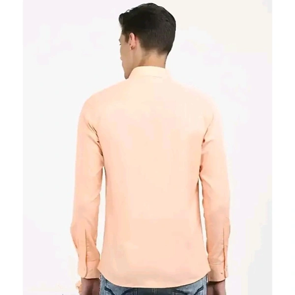 Peach Cotton Solid Casual Shirts For Men - Peach, XL