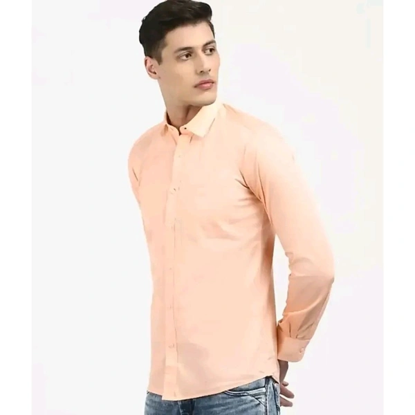 Peach Cotton Solid Casual Shirts For Men - Peach, XL