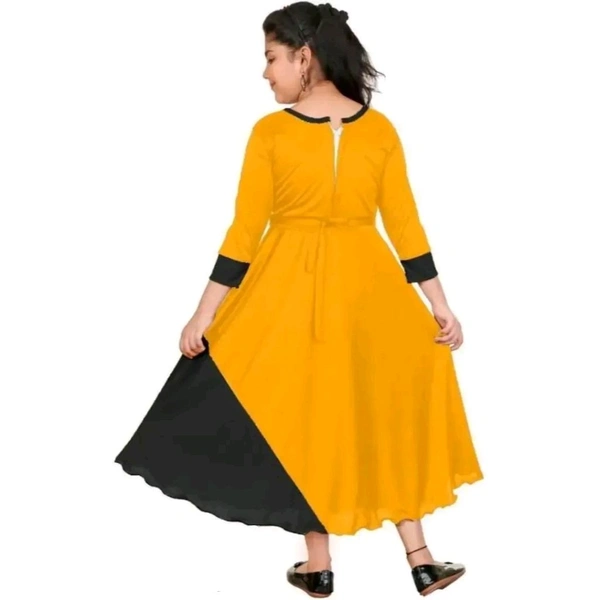 Girls Maxi/Full Length Casual Dress - Gold, 5-6 Year