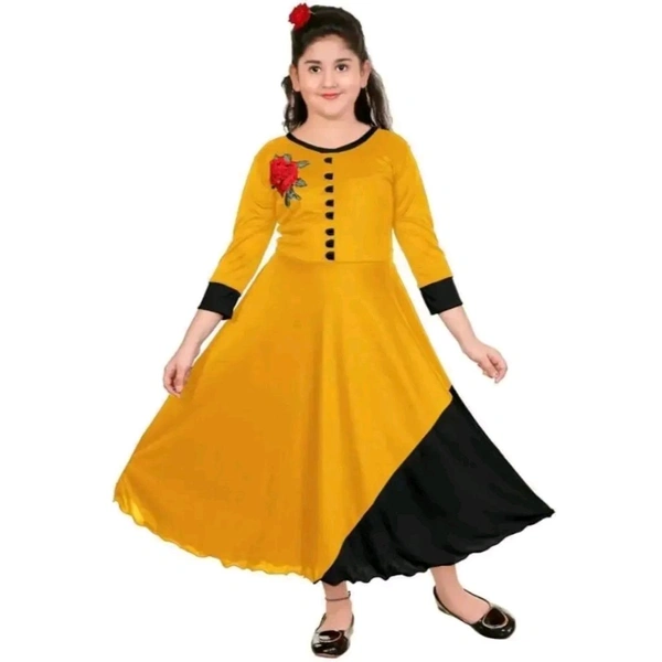 Girls Maxi/Full Length Casual Dress - Gold, 6-7 Year