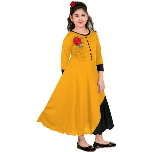 Girls Maxi/Full Length Casual Dress - Gold, 6-7 Year