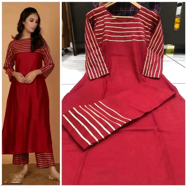 Ravishing Maroon Rayon Gotta Patti Women Kurti Palazzo Set - Maroon, L