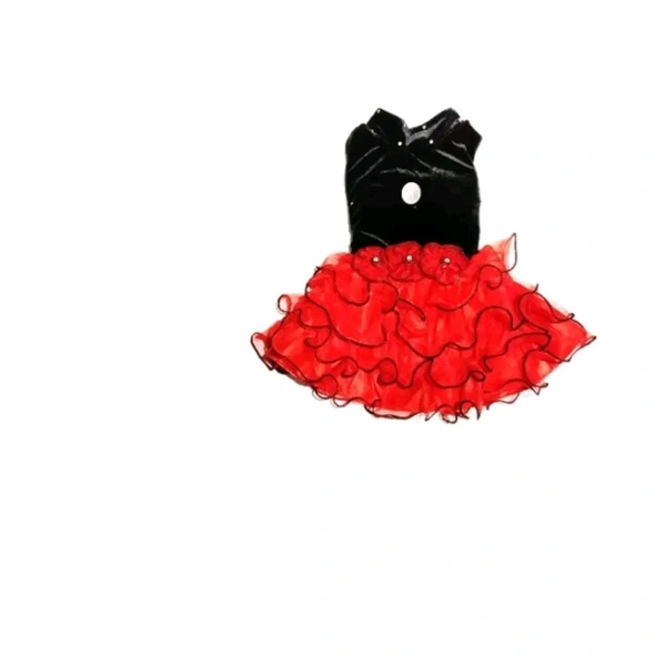 Baby girl Party Wear Kids Dress - Red, 0-6 Month