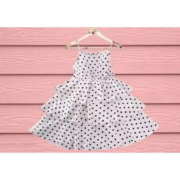 Fabulous White Cotton Printed Frocks For Girls - White, 5-6 Year