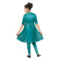 Latest Beautiful Crepe Frock with Leggings for Girls - Green, 4-5 Year