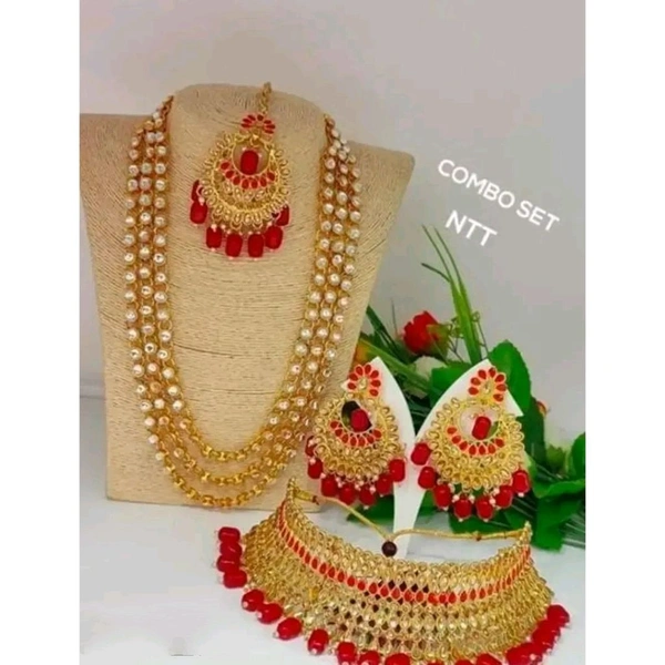 Stylish Golden Alloy Pearl Jewellery Set For Women - Golden