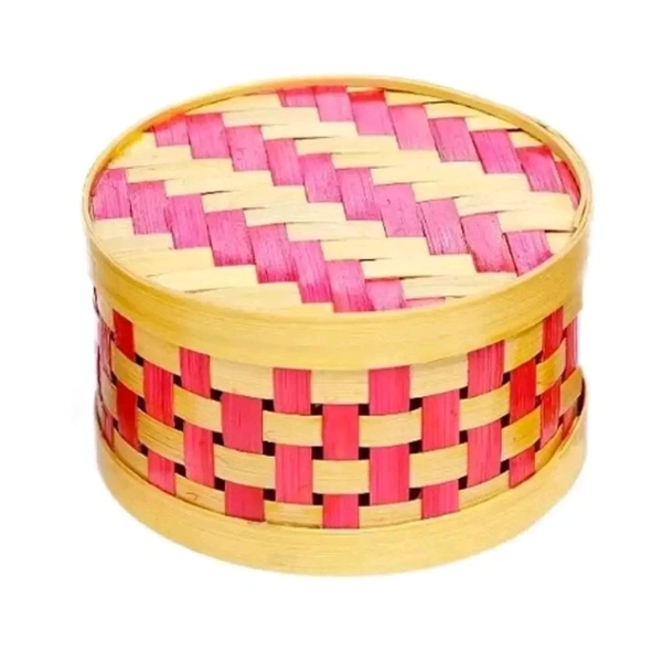 Handicrafts Natural Bamboo Storage Basket Pack Of 1