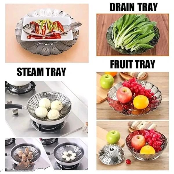 Stainless Steel Vegetable Steamer Basket/Insert for Pots, Pans, Crock Pots | Multipurpose Fruit Bowl Steamer for Boiling cooking Fish, Chicken, Dumpling (Small) - 23cm
