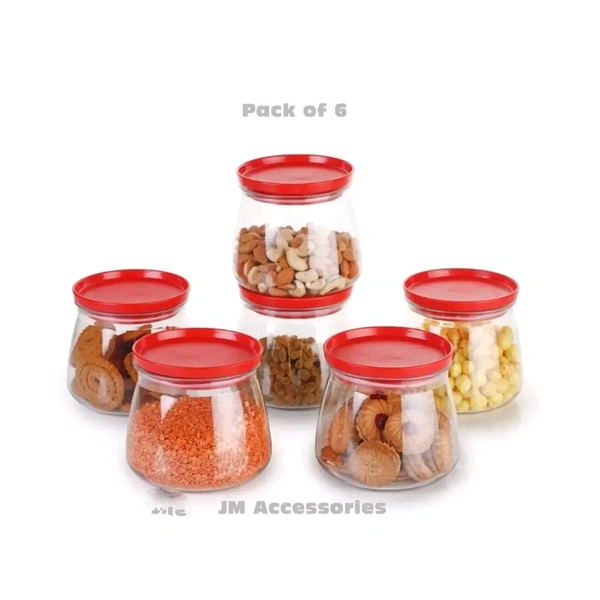 Sturdy Airtight Container Jar Set For Kitchen - 900ml Set Of 6 | Jar Set For Kitchen | Kitchen Organizer Container Set Items | Air Tight Containers For Kitchen Storage RED