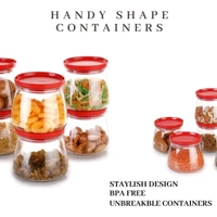 Sturdy Airtight Container Jar Set For Kitchen - 900ml Set Of 6 | Jar Set For Kitchen | Kitchen Organizer Container Set Items | Air Tight Containers For Kitchen Storage RED