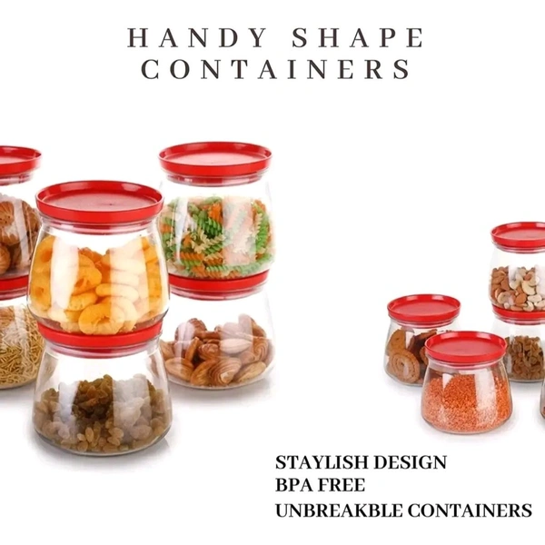 Sturdy Airtight Container Jar Set For Kitchen - 900ml Set Of 6 | Jar Set For Kitchen | Kitchen Organizer Container Set Items | Air Tight Containers For Kitchen Storage RED