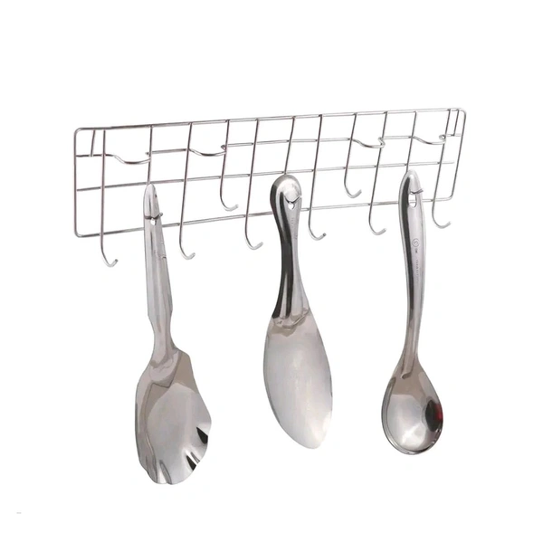 Useful Stainless Steel Chakla Belan Stand And Plate Stand Dish Rack Steel And Ladle Hook Rail Wall Mounted Ladle Stand For Kitchen