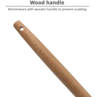 Spatlus Woodtula Silicone Ladle Spoon, Wooden Handle Seamless Nonstick Kitchen Soup Ladle, BPA-Free & Heat Resistant up to 445?F, Silicone Kitchen Cooking Utensils Baking Pink - 31.5*6.8*4 cm