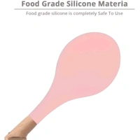 Spatlus Woodtula Silicone Ladle Spoon, Wooden Handle Seamless Nonstick Kitchen Soup Ladle, BPA-Free & Heat Resistant up to 445?F, Silicone Kitchen Cooking Utensils Baking Pink - 31.5*6.8*4 cm