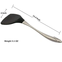we3 Silicone Non Stick Spatula Turner with Stainless Steel Metal Handle,Heat Resistant Silicone Utensils Turner for Kitchen Cooking. (Black)
