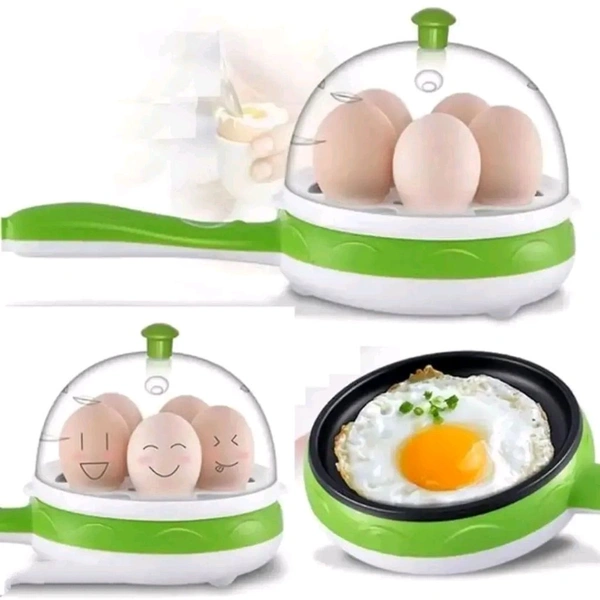 2-in-1 Single Layer Egg Boiler Steamer Cooker  Frying Pan | 7-Egg Capacity | Non-Stick, Green