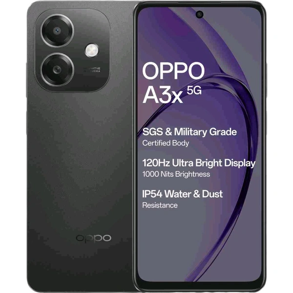 OPPO A3x 5G (Sparkle Black, 128 GB)  (4 GB RAM) - (4+128GB), Sparkle Black