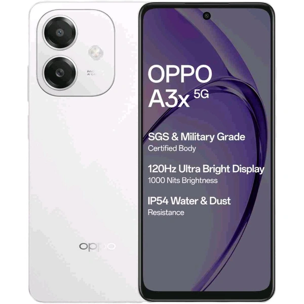 OPPO A3x 5G (Starlight White, 128 GB)  (4 GB RAM) - (4+128GB), Starlight White