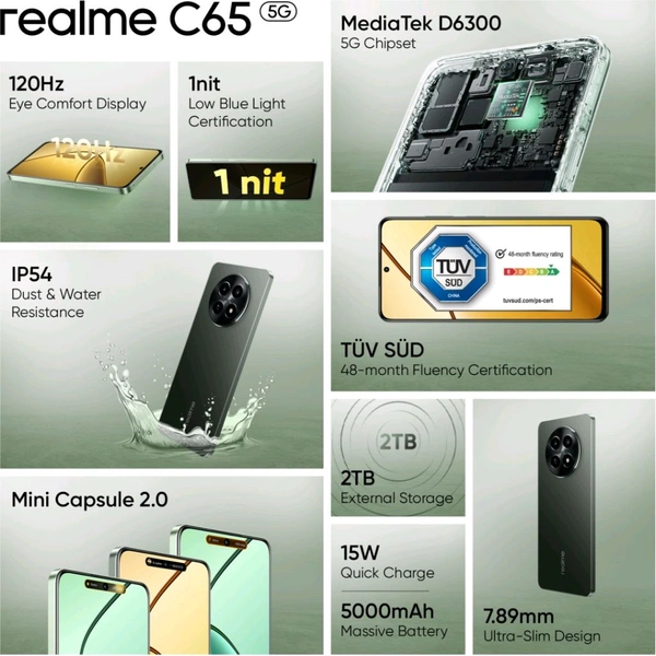 realme C65 5G (Feather Green, 64 GB)  (4 GB RAM) - (4+64GB), Feather Green