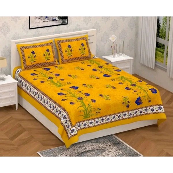 Cotton Bedsheet With 2 Pillow Cover - Double