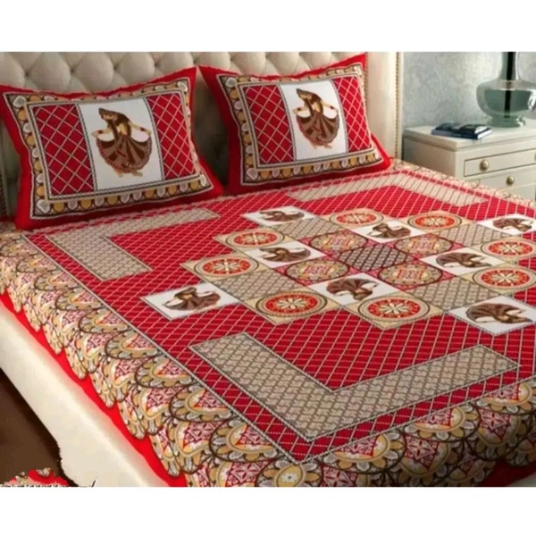 Pure Cotton Bedsheet with 2 Pillowcover - Double