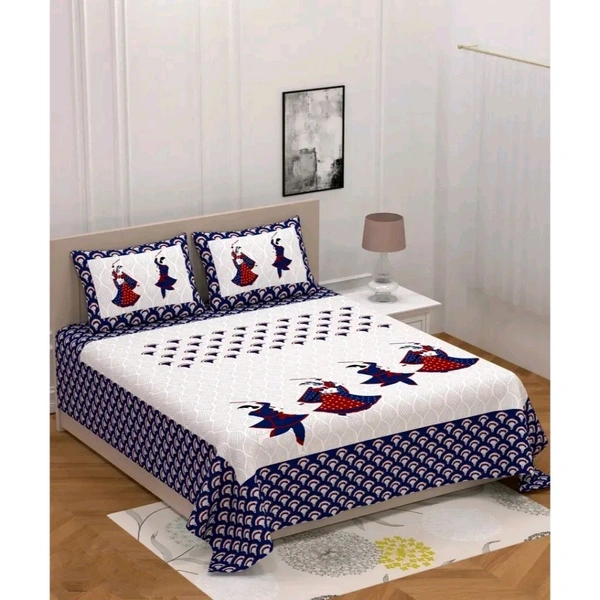 Comfortable Cotton Queen Bedsheet with Two Pillow Covers - Double