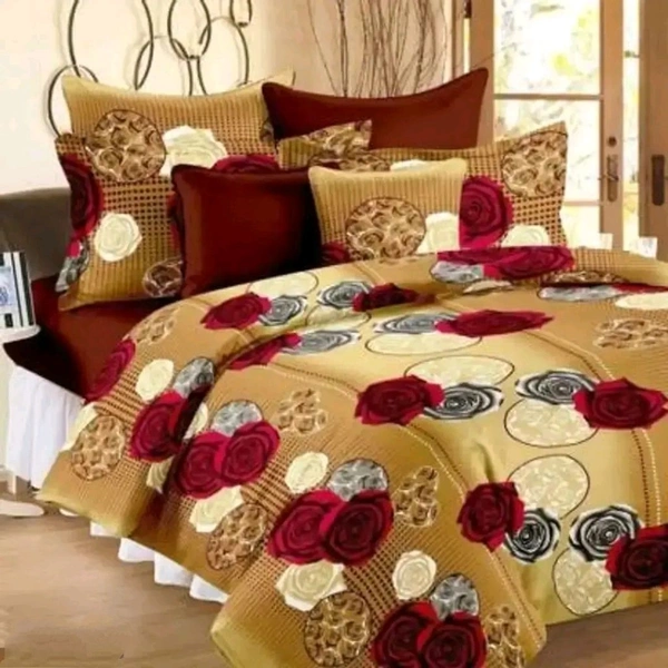 Comfortable Multicoloured  Polycotton Bedsheet with 2 Pillow Covers - Double