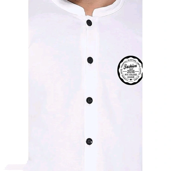 Tfurnish White Cotton Blend Solid Long Sleeves Casual Shirts For Men - White, M