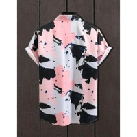 Stylish Lycra Short Sleeve Shirt For Men - Multicolored, M