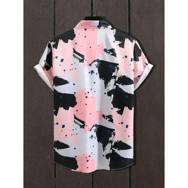 Stylish Lycra Short Sleeve Shirt For Men - Multicolored, M