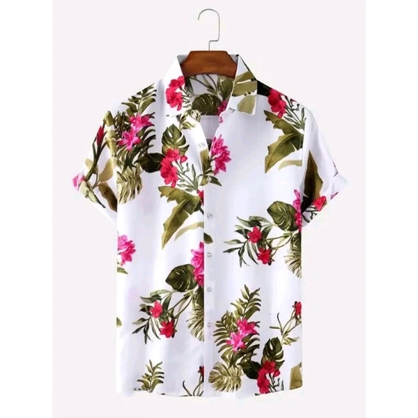 Stylish Lycra Short Sleeve Shirt For Men - White, L