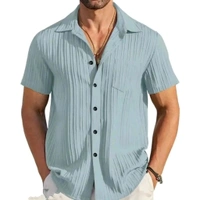 Stylish Blended Popcorn Half Sleeve Shirt for Men - Sea Green, L
