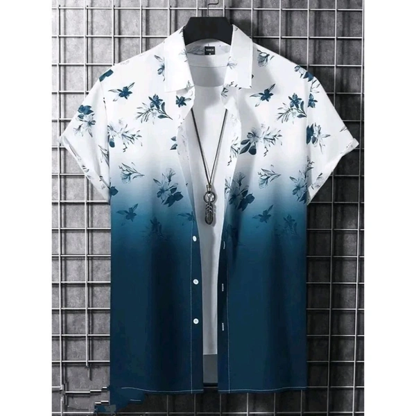 BLUECORP ENTERPRISE Men Regular Fit Floral Print Cut Away Collar Casual Shirt (X-Large, Blue) - Blue, 2XL