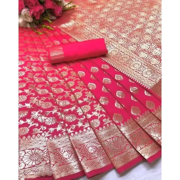 Pink Art Silk Jacquard Sarees For Women - Pink