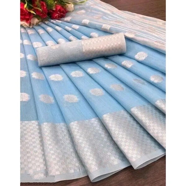 Beautiful Cotton Blend Zari Woven Saree with Blouse piece - Anakiwa