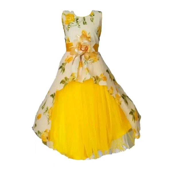 Girls Embellished Yellow Silk Blend Fit And Flare Dress - 5-6 Year, Yellow