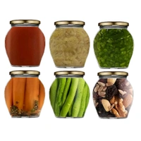 Prachi Creation Pack Of 4 Pot Matka Shape Glass Jar and Container with Metal Air Tight Lid for Pantry ,Honey Glass Jar,Spice Masla Jar, Grocery Jar, Grain Glass Jar ,for pickels,Transparent color