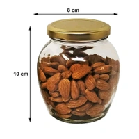 Prachi Creation Pack Of 4 Pot Matka Shape Glass Jar and Container with Metal Air Tight Lid for Pantry ,Honey Glass Jar,Spice Masla Jar, Grocery Jar, Grain Glass Jar ,for pickels,Transparent color