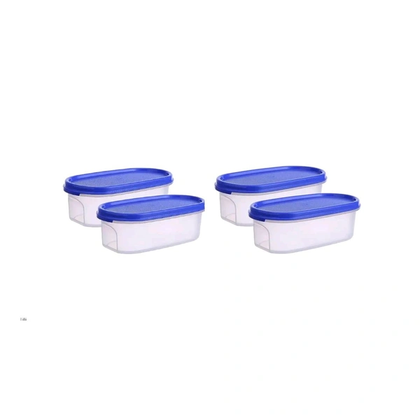 OMORTEX Kitchen 600 ml Oval Container For Grocery  Snacks Storage (Pack Of 4) - 600 ml Plastic Utility Container (4)