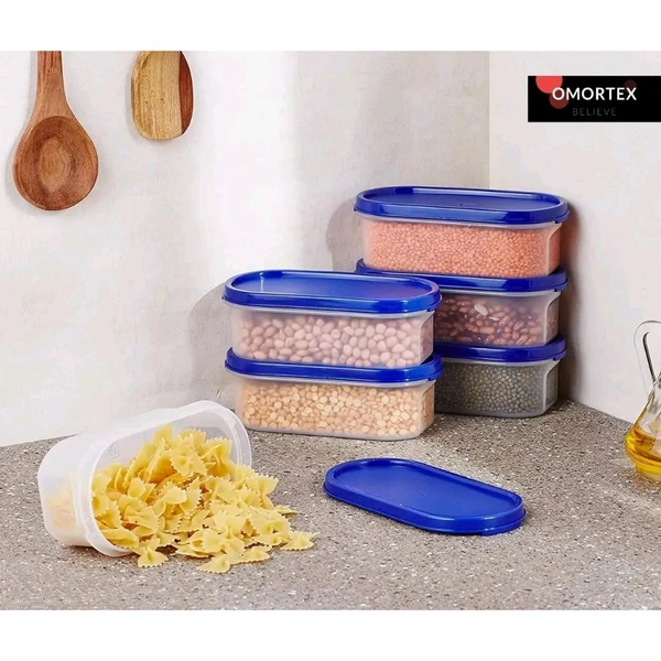 OMORTEX Kitchen 600 ml Oval Container For Grocery  Snacks Storage (Pack Of 4) - 600 ml Plastic Utility Container (4)