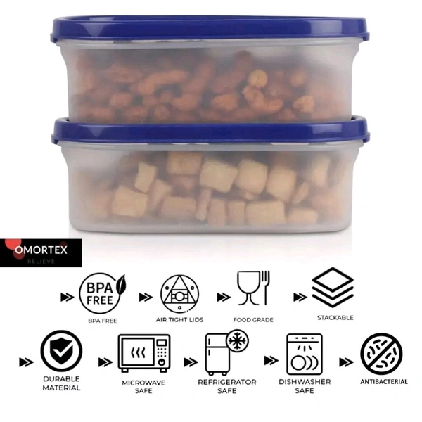 OMORTEX Kitchen 600 ml Oval Container For Grocery  Snacks Storage (Pack Of 4) - 600 ml Plastic Utility Container (4)