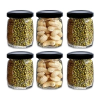 Croco Crown Shape Glass Jars With Airtight Snug Seal Container Set For Kitchen and Rustproof Metal Lid, Spice  Honey Glass Jars (250Ml) (8) - standard